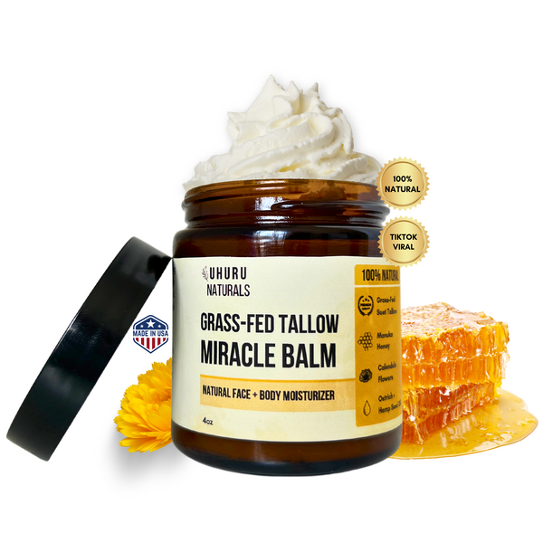 Grass-Fed Tallow Balm | 100% Grass-fed Suet Tallow, Manuka Honey, Calendula Flowers, Unscented